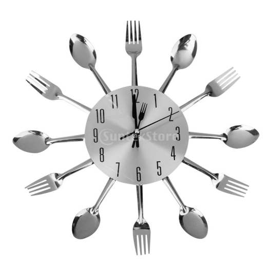 Modern Unique Aluminum Spoon Fork Clock